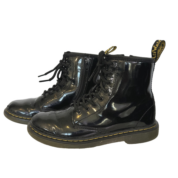 Dr Martens Youth‎ Boots Black Patent Leather Size 3 Classic Kids - Picture 1 of 9